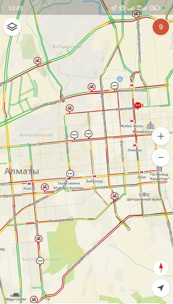 После землетрясения на дорогах Алматы пробки 9 баллов