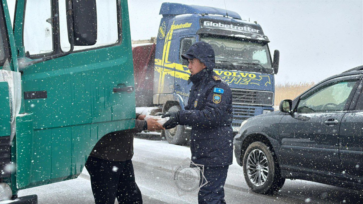 Пассажиров эвакуируют, водителям раздают горячую еду: что происходит на трассах Жамбылской области